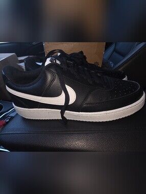 Brand New Mens Size 10 Nike Court Vision Black and White Low Sneakers